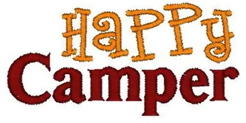Happy Camper Embroidery Design Brand New