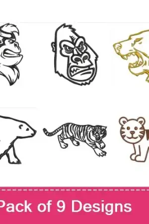 Zoo Animal Outlines Embroidery design pack by Ann The Gran, Embroidery Packs on EmbroideryDesigns.com Limited Time