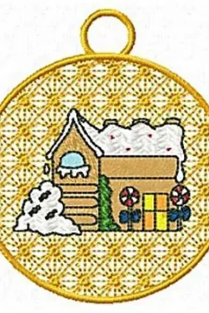 Affordable Gingerbread House Ornament Embroidery Design