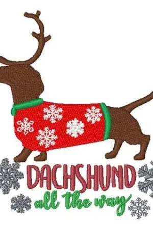 Dachshund All The Way Embroidery Design Modern