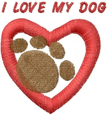 Handmade I LOVE MY DOG Embroidery Design