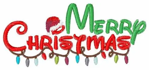 Handmade Merry Christmas Lights Embroidery Design