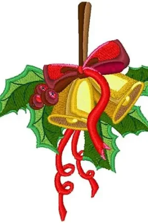 Handmade Christmas Bells & Holly Embroidery Design