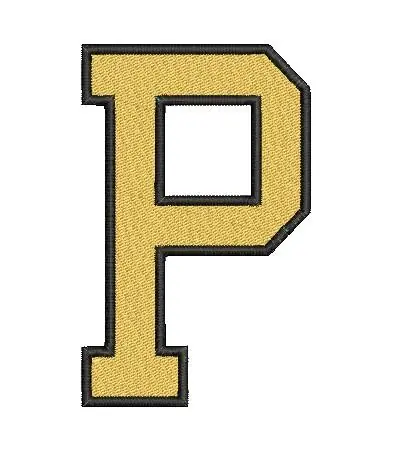 College Block Filled P Embroidery Design Super Sale