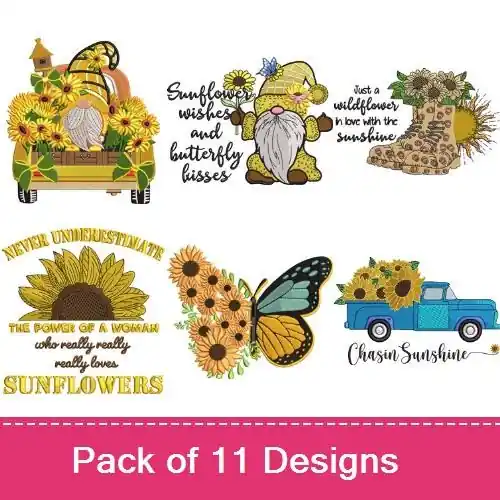 Sunflowers Embroidery design pack by Unicorn Creatives, Embroidery Packs on EmbroideryDesigns.com Luxury