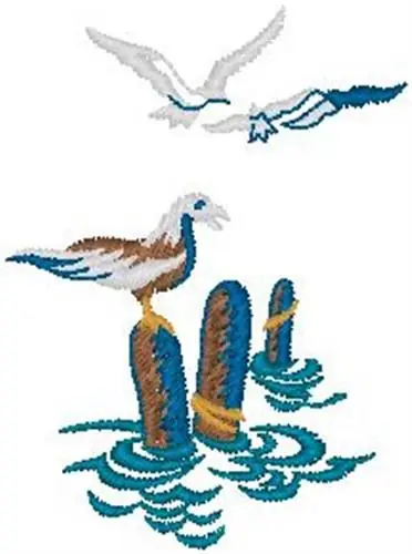 Worldwide Shipping Seagulls Embroidery Design