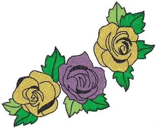 Three Rose Blooms Embroidery Design Clearance