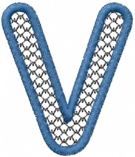 Last Chance Net Font Uppercase V Embroidery Design