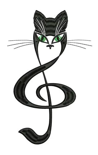 Buy Online Treble Clef Cat Embroidery Design