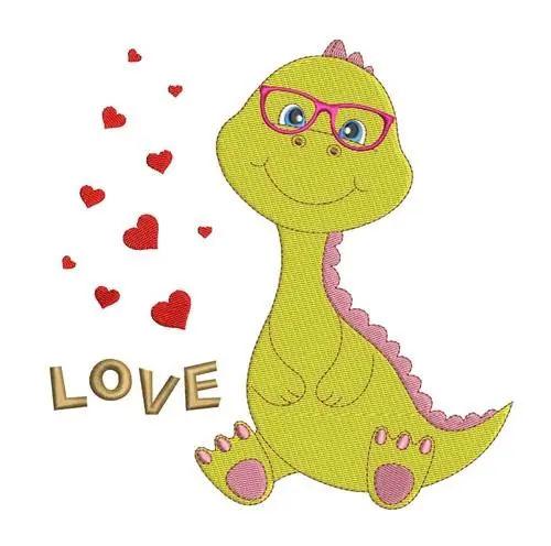 Love Dino Embroidery Design Price Cut