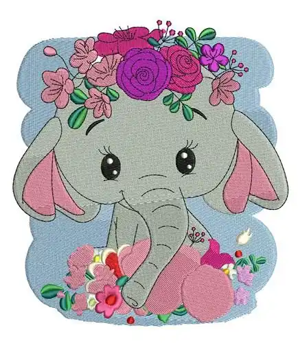 Get Yours Floral Elephant Embroidery Design