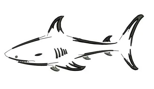 Modern Shark Outline Embroidery Design