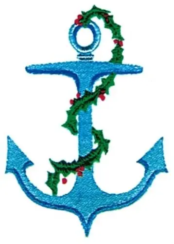 Free Shipping Anchor with Holly Embroidery Design