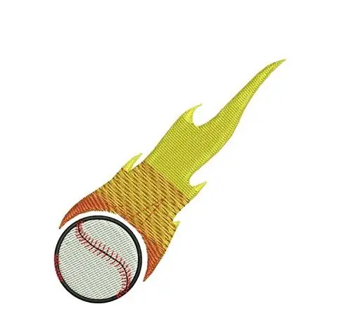 Same Day Shipping Baseball and Flame Embroidery Design