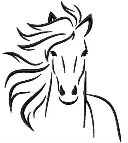 Horse Head outline Embroidery Design Latest