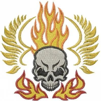 Shop Now Skull Flame Embroidery Design