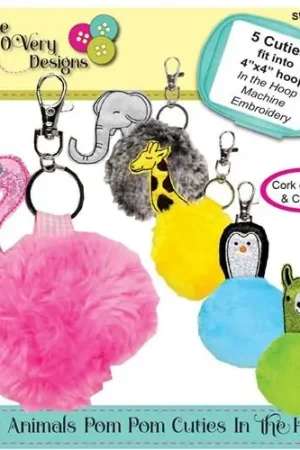 Zoo Animal Pom Pom ITH Designs CD - Embroidery Collection Top Pick