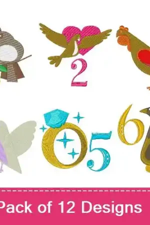 Twelve Days Of Christmas Embroidery design pack by 1Z Embroidery, Embroidery Packs on EmbroideryDesigns.com Cheap