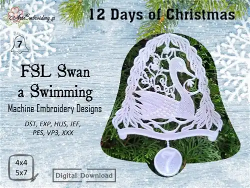 FSL Swan Swimming Embroidery Design Best Price
