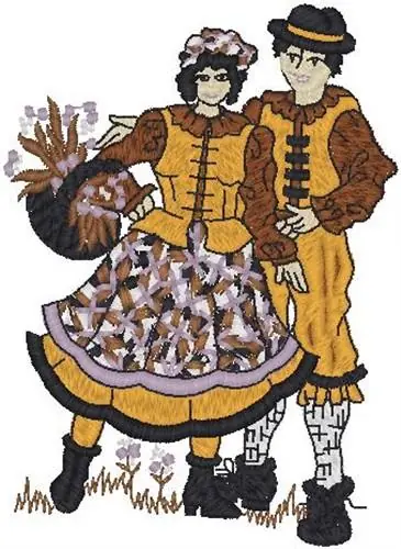 Last Chance Folk Couple Embroidery Design