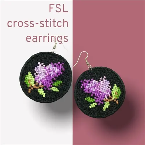 FSL Cross-Stich Earrings Embroidery Design Cheap
