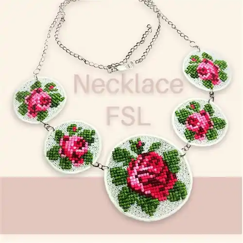 Secure Checkout FSL Rose Necklace Embroidery Design