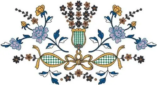 Luxury Floral Crest Embroidery Design