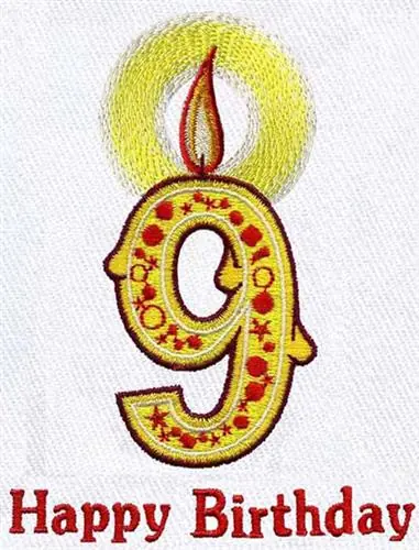 High Quality Birthday Candle Embroidery Design