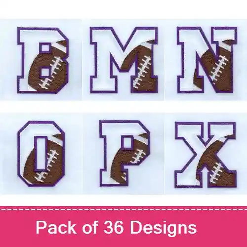 Bargain Football Applique Alphabet Embroidery design pack by Starbird Inc, Embroidery Packs on EmbroideryDesigns.com