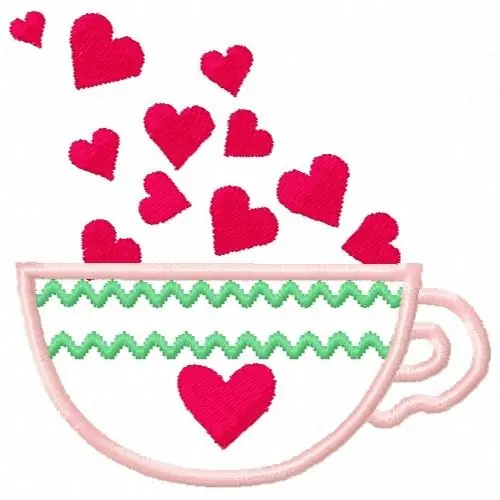 Order Now Teacup Hearts Embroidery Design