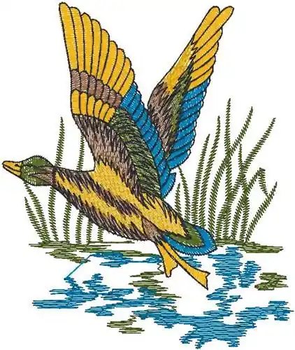 Duck Taking Flight Embroidery Design Instant Buy