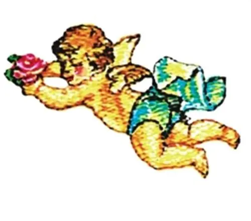 Flying Rose Cherub Embroidery Design Low Price