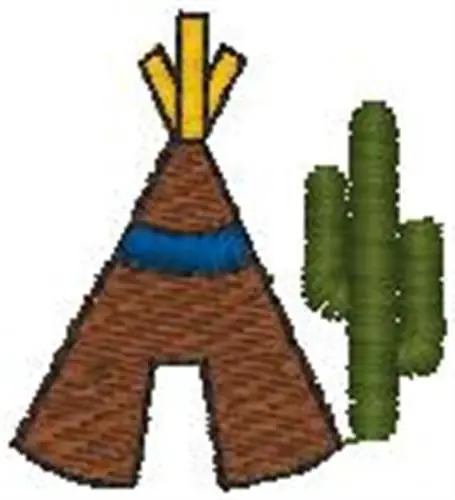 High Quality Teepee And Cactus Embroidery Design