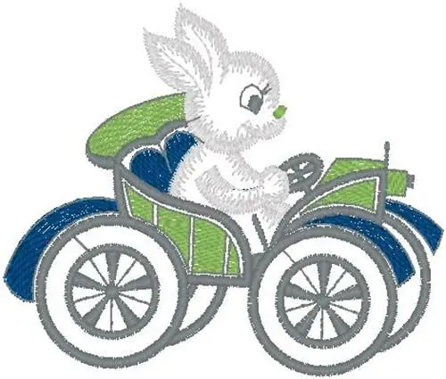 Rabbit in Car Embroidery Design Luxury