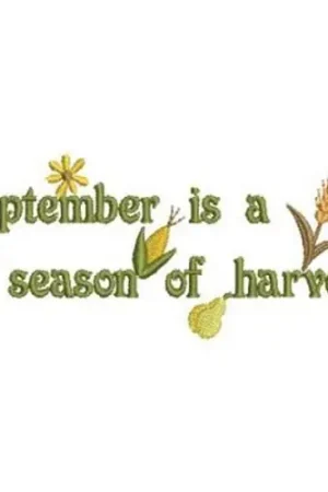 Bargain September Harvest Season Embroidery Design