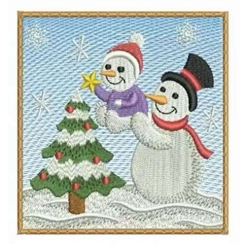 Snowman Tree Embroidery Design New Release