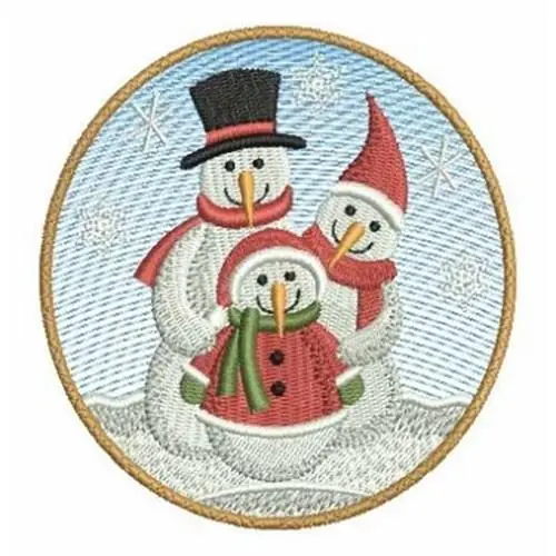 Snowman Circle Embroidery Design Price Cut
