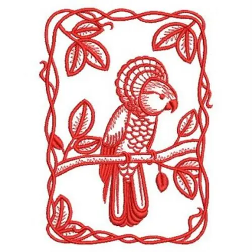 Cheap Redwork Parrot Embroidery Design