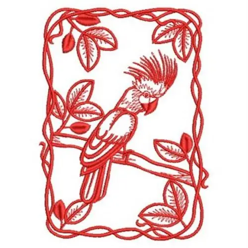 Redwork Parrot Embroidery Design Express Delivery
