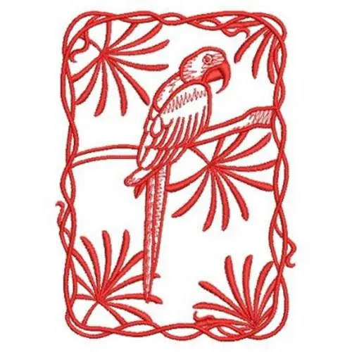 Brand New Redwork Parrot Embroidery Design