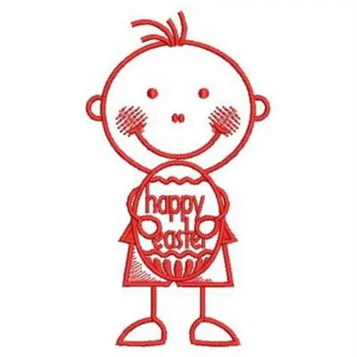 Redwork Stick Figure Embroidery Design Warranty Included