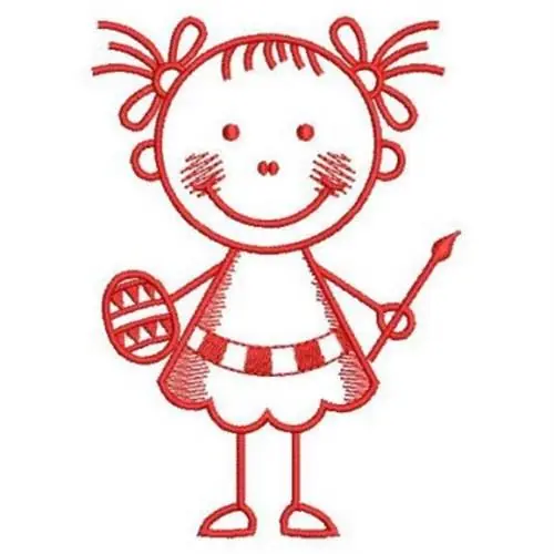 Redwork Easter Girl Embroidery Design Certified