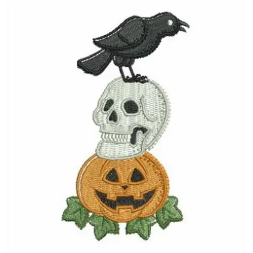 Halloween Skull Embroidery Design Worldwide Shipping