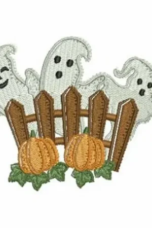 Affordable Halloween Ghost Fence Embroidery Design