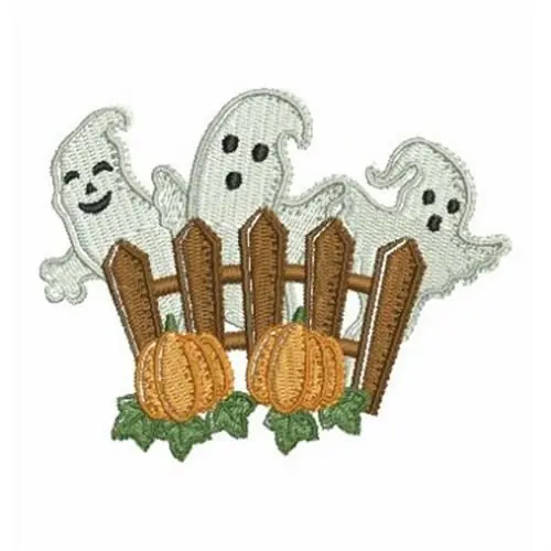 Affordable Halloween Ghost Fence Embroidery Design