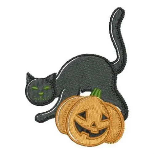 Seasonal Sale Halloween Cat Pumpkin Embroidery Design