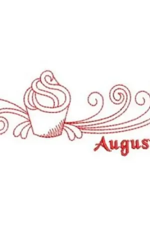 Bargain Redwork August Border Embroidery Design