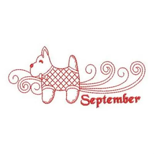 Top Pick Redwork September Border Embroidery Design