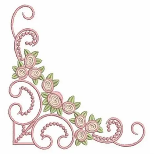 Corner Roses Embroidery Design Affordable