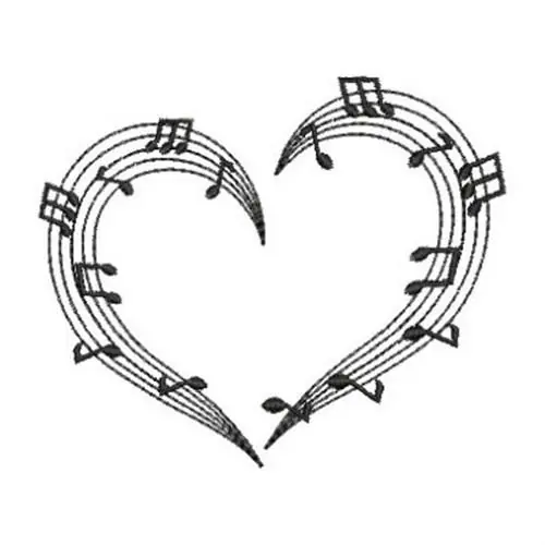 Creative Music Heart Embroidery Design Time-Limited
